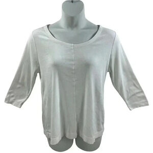 J Jill Perfect Pima Collection L Top 100% Pima Cotton Round Neck 3/4 Sleeve Tee